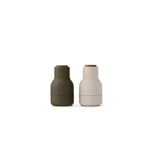Audo Copenhagen - Bottle Grinder, Small, H11,5, Hunting Green/Beige, Walnut Lid, 2-pack