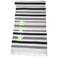 Au Maison t�ppe "Global" i sort/beige med neon gule stjerner - 70 x 120 cm