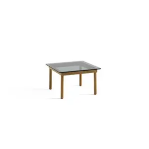 HAY - Kofi Table - 60 x 60 cm - ben eg (vandbaseret lak) og grey tinted glasplade