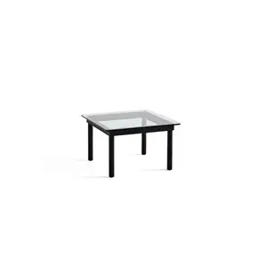 HAY - Kofi Table - 60 x 60 cm - ben sort eg (vandbaseret lak) og klar glasplade