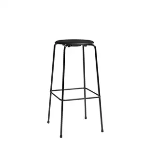 Fritz Hansen - Barstol - High Dot™ Bar stool 4-legs - højmodel - Intense leather Black/Black Powdercoated base