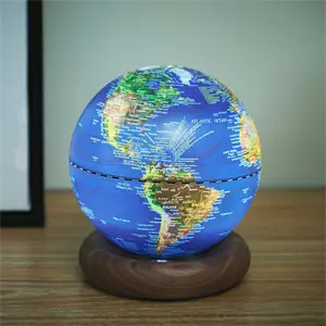 Gingko - Atlas Globe Lamp - Darkblue Mini Walnut base