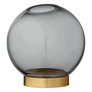 AYTM - Globe vase/krukke med fod - small - sort/messing