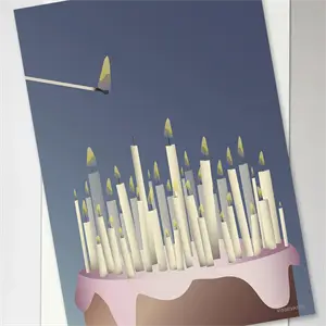 VisseVasse - Fødselsdagskort - Kage med lys  - 10x15 cm