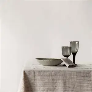 Tell Me More - Table cloth linen 145x270 - hazelnut stripe