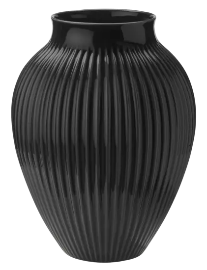 Knabstrup Keramik - vase H 35 cm ripple black