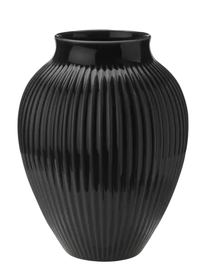 Knabstrup Keramik - vase H 27 cm ripple black