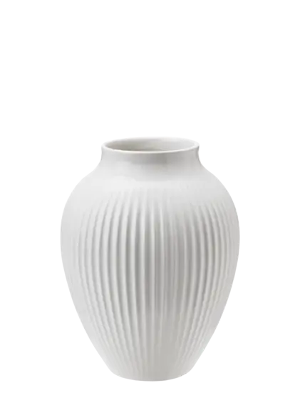 Knabstrup Keramik - vase H 12.5 cm ripple white