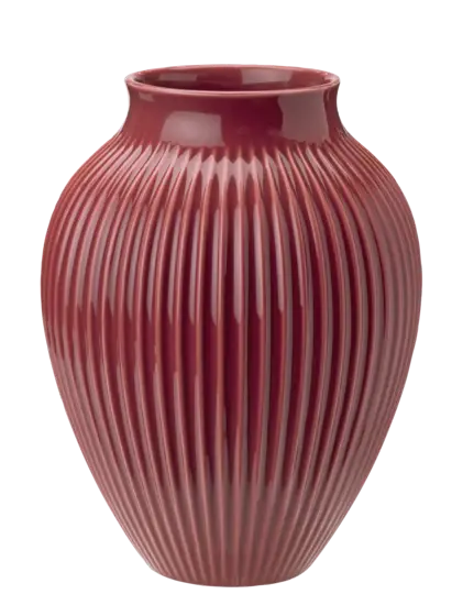 Knabstrup Keramik - vase H 27 cm ripple bordeaux