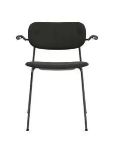 Audo Copenhagen - Co Dining Chair w/Armrest, Black Steel Base, Upholstered Seat and Back PC1T, Oak Arms, Black Oak, EU/US - CAL117 Foam, 0198 (Black), Re-wool, Re-wool, Kvadrat
