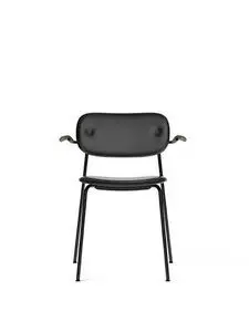 Audo Copenhagen - Co Dining Chair w/Armrest, Black Steel Base, Upholstered Seat and Back PC1L, Oak Arms, Dark Stained Oak, EU/US - CAL117 Foam, 0842 (Black), Dakar, Dakar, Nevotex