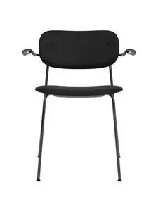 Audo Copenhagen - Co Dining Chair w/Armrest, Black Steel Base, Upholstered Seat and Back PC0L, Oak Arms, Dark Stained Oak, EU/US - CAL117 Foam, 1001 (Black), Sierra, Sierra, Camo