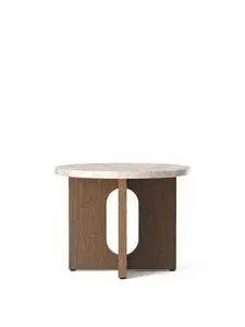 Audo Copenhagen - Androgyne, Side Table, Ø50, Dark Stained Oak Base, Kunis Breccia Tabletop
