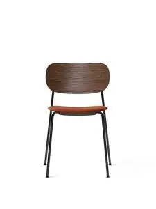 Audo Copenhagen - Co Dining Chair, Black Steel Base, Upholstered Seat PC1T, Oak Back, Dark Stained Oak, EU/US - CAL117 Foam, 1-3114-061 (Orange), Champion, Champion, JAB