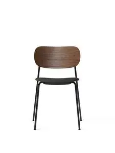 Audo Copenhagen - Co Dining Chair, Black Steel Base, Upholstered Seat PC1T, Oak Back, Dark Stained Oak, EU/US - CAL117 Foam, 0152 (Dark Grey), Remix, Remix, Kvadrat