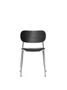 Audo Copenhagen - Co Dining Chair, Chrome Steel Base, Upholstered Seat PC1L, Oak Back, Black Oak, EU/US - CAL117 Foam, 0842 (Black), Dakar, Dakar, Nevotex