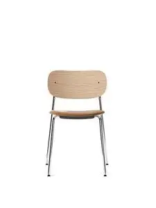 Audo Copenhagen - Co Dining Chair, Chrome Steel Base, Upholstered Seat PC1L, Oak Back, Natural Oak, EU/US - CAL117 Foam, 0250 (Cognac), Dakar, Dakar, Nevotex