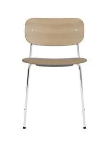 Audo Copenhagen - Co Dining Chair, Chrome Steel Base, Upholstered Seat PC0L, Oak Back, Natural Oak, EU/US - CAL117 Foam, 1611 (Stone), Sierra, Sierra, Camo