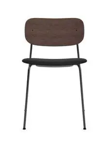 Audo Copenhagen - Co Dining Chair, Chrome Steel Base, Upholstered Seat PC0L, Oak Back, Dark Stained Oak, EU/US - CAL117 Foam, 1001 (Black), Sierra, Sierra, Camo
