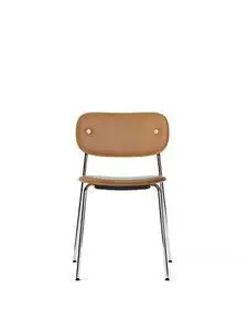 Audo Copenhagen - Co Dining Chair, Chrome Steel Base, Upholstered Seat and Back PC1L, EU/US - CAL117 Foam, 0250 (Cognac), Dakar, Dakar, Nevotex