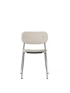 Audo Copenhagen - Co Dining Chair, Chrome Steel Base, Upholstered Seat and Back PC4T, EU/US - CAL117 Foam, T14012/004 (Avorio), Doppiopanama, Doppiopanama, Dedar