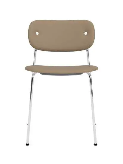 Audo Copenhagen - Co Dining Chair, Chrome Steel Base, Upholstered Seat and Back PC0L, EU/US - CAL117 Foam, 1611 (Stone), Sierra, Sierra, Camo