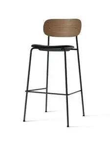 Audo Copenhagen - Co Bar Chair, Black Steel Base, Dark Stained Oak Backrest, Upholstered Seat, EU/US - CAL117 Foam, 0842 (Black), Dakar, Nevotex