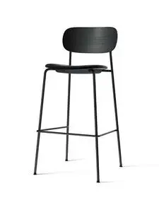 Audo Copenhagen - Co Bar Chair, Black Steel Base, Black Oak Back, Upholstered Seat, EU/US - CAL117 Foam, 0842 (Black), Dakar, Nevotex