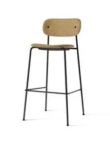 Audo Copenhagen - Co Bar Chair, Black Steel Base, Upholstered Seat And Back, PC0T, EU/US - CAL117 Foam, 06 (Gold), Bouclé, Bouclé, Audo
