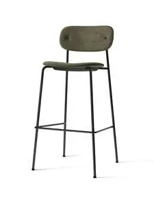 Audo Copenhagen - Co Bar Chair, Black Steel Base, Upholstered Seat And Back, PC2T, EU/US - CAL117 Foam, 0001 (Green), Moss, Moss, Kvadrat