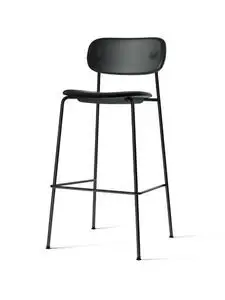 Audo Copenhagen - Co Bar Chair, Black Steel Base, Upholstered Seat and Back, EU/US - CAL117 Foam, 0842 (Black), Dakar, Nevotex