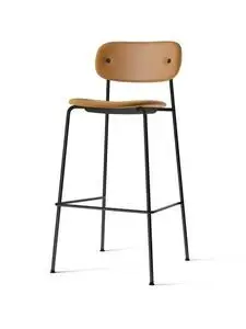 Audo Copenhagen - Co Bar Chair, Black Steel Base, Upholstered Seat And Back, EU/US - CAL117 Foam, 0250 (Brown), Dakar, Nevotex