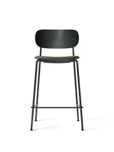 Audo Copenhagen - Co Counter Chair, Black Steel Base, Seat Height 68,5 cm, Black Oak Veneer Backrest, Upholstered Seat, EU/US - CAL117 Foam, 0001 (Green), Moss, Sahco, Kvadrat
