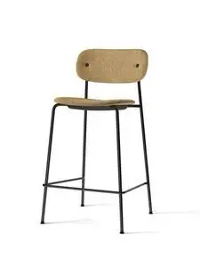 Audo Copenhagen - Co Counter Chair, Black Steel Base, Seat height 68,5 cm, Upholstered Seat And Back, PC0T, EU/US - CAL117 Foam, 06 (Gold), Bouclé, Bouclé, Audo