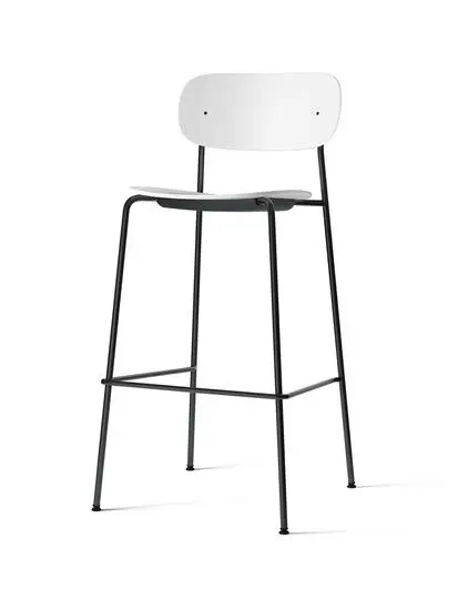 Audo Copenhagen - Co Bar Chair, Recycled Plastic, Black Steel Base, White Seat, White Backrest