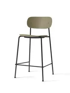 Audo Copenhagen - Co Counter Chair, Recycled Plastic, Seat Height 65,5 cm, Black Steel Base, Olive Seat, Olive Backrest