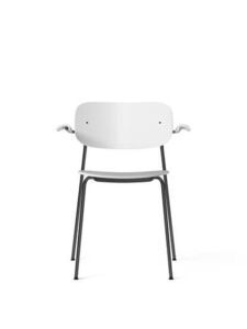 Audo Copenhagen - Co Dining Chair w/Armrest, Recycled Plastic, Black Steel Base, White Seat, White Backrest, White Armrest
