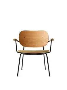 Audo Copenhagen - Co Lounge Chair, Black Steel Base, Upholstered Seat PC2T, Oak Back, Oak Armrest, Natural Oak, EU/US - CAL117 Foam, 0022 (Orange) Moss, Moss, Kvadrat