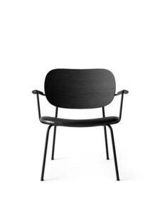 Audo Copenhagen - Co Lounge Chair, Black Steel Base, Upholstered Seat PC1L, Oak Back, Oak Armrest, Black Oak, EU/US - CAL117 Foam, 0842 (Black), Dakar, Dakar, Nevotex