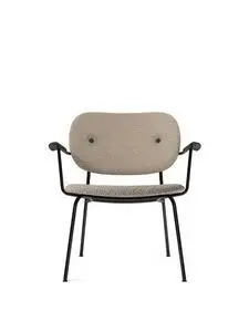 Audo Copenhagen - Co Lounge Chair, Black Steel Base, Upholstered Seat PC4T, Oak Back, Oak Armrest, Black Oak, EU/US - CAL117 Foam, T19028/004 (Sand), Lupo, Lupo, Dedar