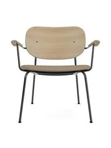 Audo Copenhagen - Co Lounge Chair, Black Steel Base, Oak, Upholstered Seat PC0L, Natural Oak, EU/US - CAL117 Foam, 1611 (Stone), Sierra, Sierra, Camo