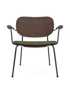 Audo Copenhagen - Co Lounge Chair, Black Steel Base, Oak, Upholstered Seat PC0L, Dark Stained Oak, EU/US - CAL117 Foam, 0441 (Army), Sierra, Sierra, Camo