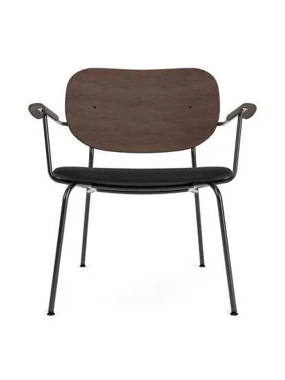 Audo Copenhagen - Co Lounge Chair, Black Steel Base, Oak, Upholstered Seat PC0L, Dark Stained Oak, EU/US - CAL117 Foam, 1001 (Black), Sierra, Sierra, Camo