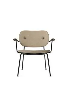 Audo Copenhagen - Co Lounge Chair, Black Steel Base, Upholstered Seat and Back PC2T, With Oak Arms Dark Stained Oak, Black Base, EU/CAL117,0019 (Beige) Moss,Moss, Kvadrat
