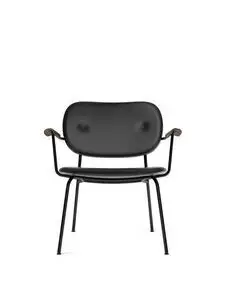 Audo Copenhagen - Co Lounge Chair, Black Steel Base, Upholstered Seat and Back PC1L, With Oak Arms, Black Oak, EU/US - CAL117 Foam, 0842 (Black), Dakar, Dakar, Nevotex