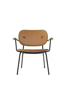 Audo Copenhagen - Co Lounge Chair, Black Steel Base, Upholstered Seat and Back PC1L, With Oak Arms, Natural Oak, EU/US - CAL117 Foam, 0250 (Cognac), Dakar, Dakar, Nevotex