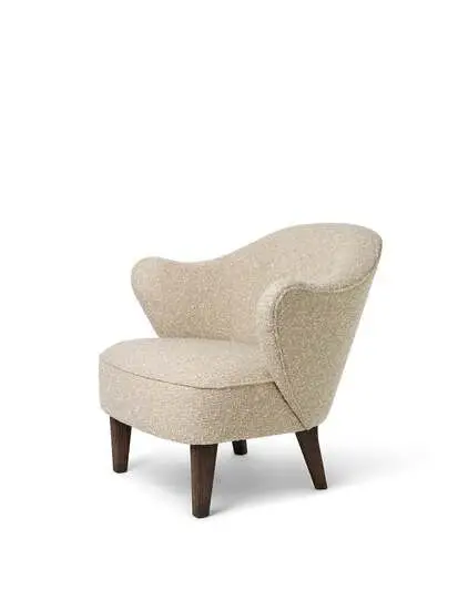 Audo Copenhagen - Ingeborg, Lounge Chair, Oak Legs, Upholstered With PC3T, Vegeta Leather Buttons, Dark Stained Oak, EU - HR Foam, 0001 (Beige), Zero, Zero, Sahco, Kvadrat