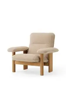 Audo Copenhagen - Brasilia Lounge Chair, Solid Natural Oak Base, PC0T, EU/US - CAL117 Foam, 02 (Beige), Bouclé, Bouclé, Audo