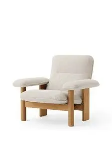Audo Copenhagen - Brasilia Lounge Chair, Solid Natural Oak Base, PC2T, EU/US - CAL117 Foam, 0011 (White) Moss, Moss, Sahco, Kvadrat