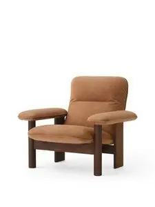 Audo Copenhagen - Brasilia Lounge Chair, Solid Dark Stained Oak Base, PC2L, EU/US - CAL117 Foam, 21004 (Camel), Dunes, Dunes, Sørensen Leather